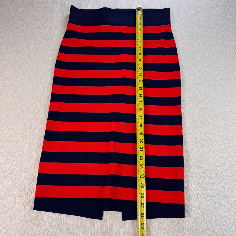 Veronica Beard Navy Red Striped Knit Pencil Midi Skirt Size M 1901KN4139282 - Picture 3 of 8